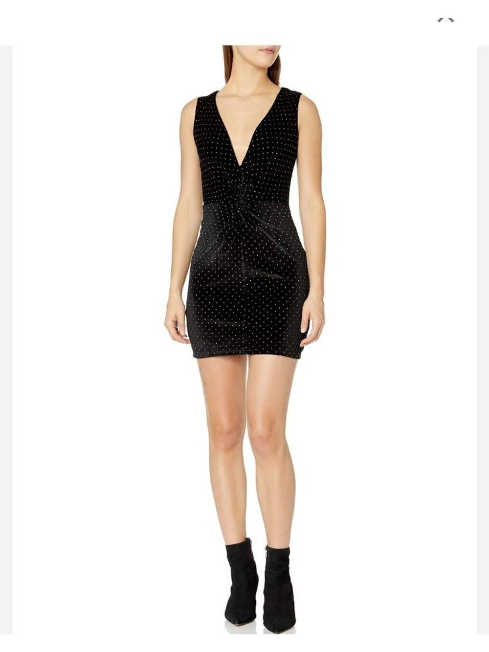 Dress the population alana mini dress Sz M velvet black silver sleeveless A34
